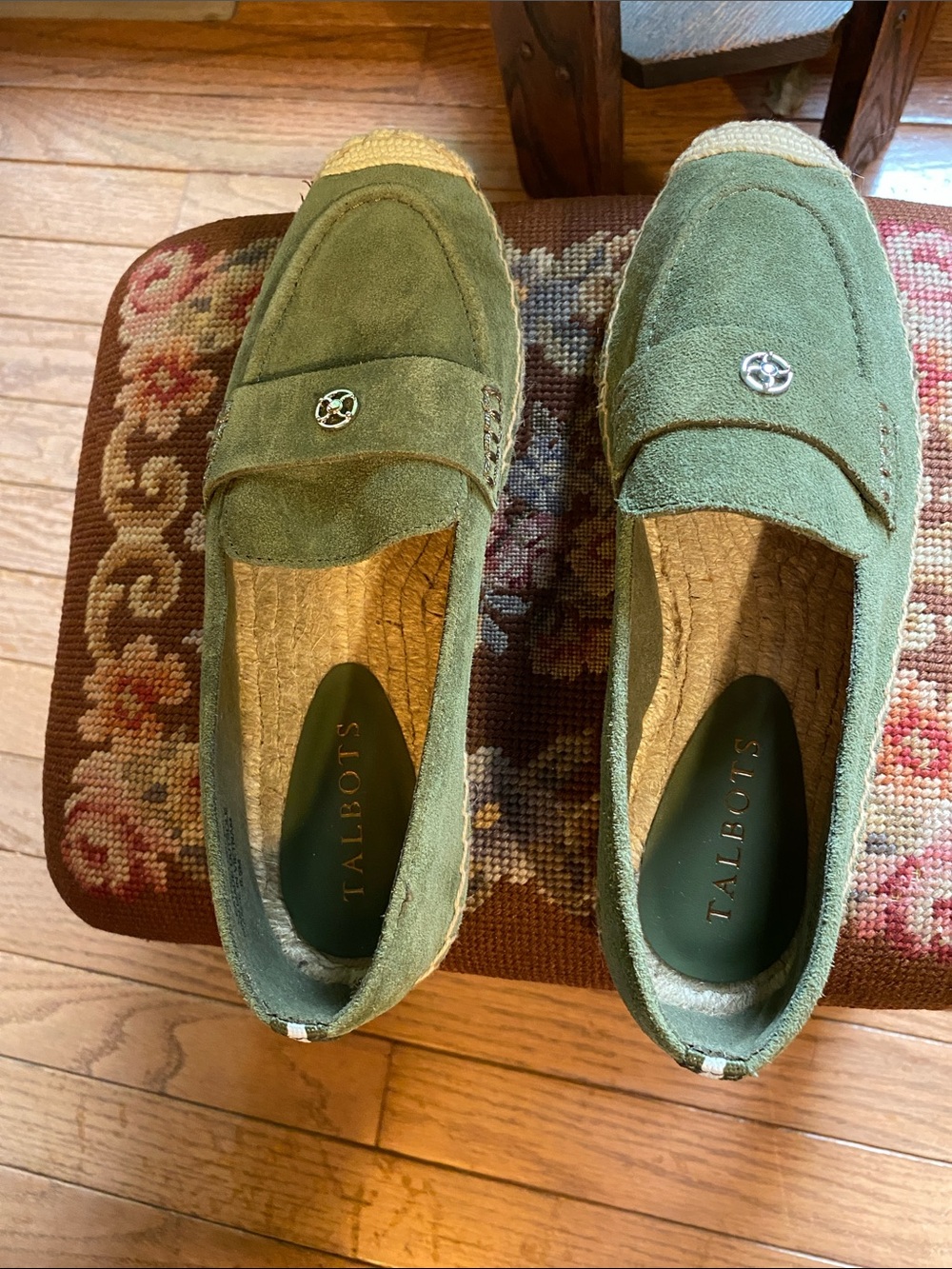 Talbots Olive Green Suede Slip-On Loafers